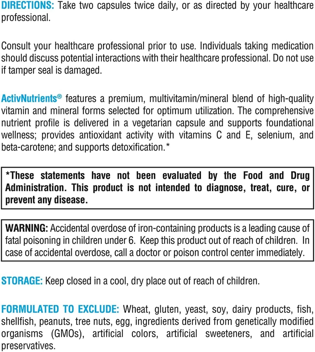 XYMOGEN ActivNutrients - Fórmula multivitamínica y multimineral, ap...