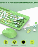 Colorido combo de teclado y mouse inalámbricos, teclas redondas, te...