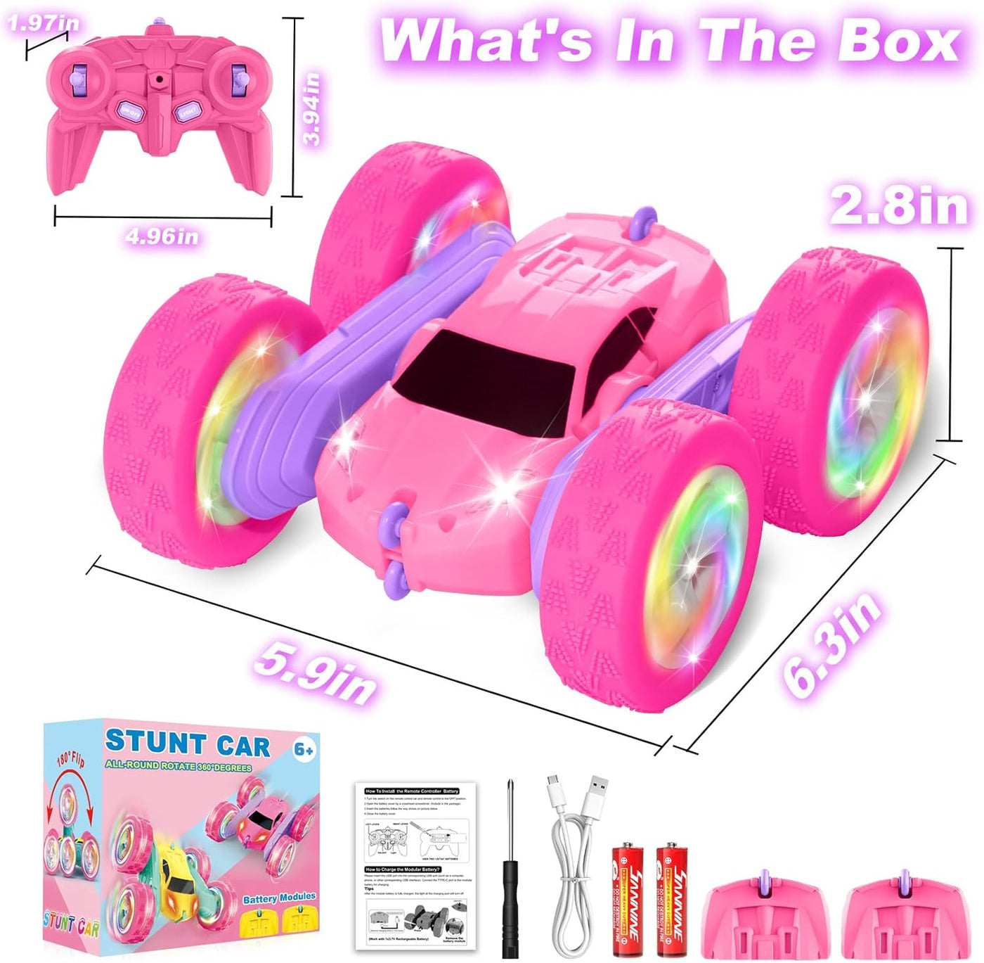 FDCTR Auto a control remoto, autos RC para niñas, rastreador RC de...