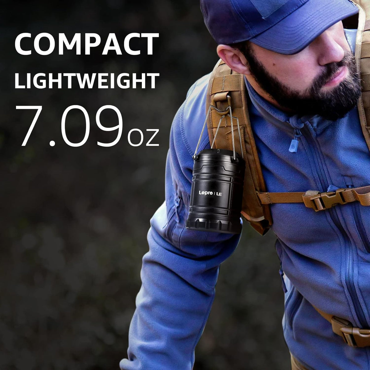 Lámpara Lepro Linternas LED para campamento, paquete de 4, plegables, IPX4