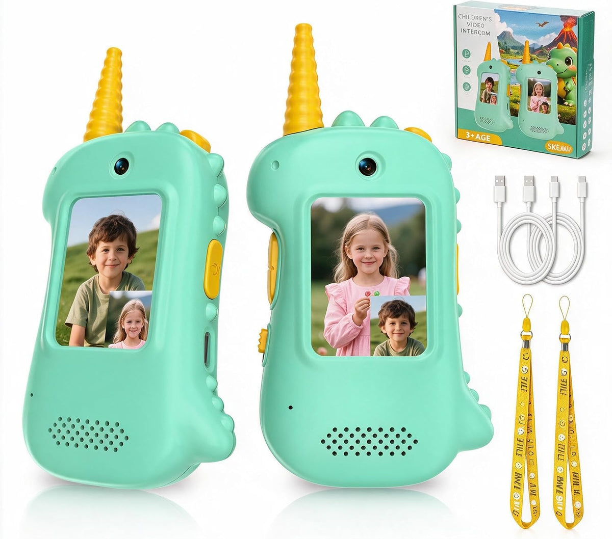 Walkie Talkies de video para niños, paquete de 2, regalo de cumpleaños para