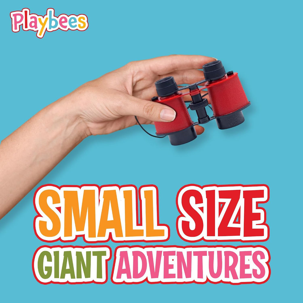 Playbees Binoculares de juguete para niños con correa para el cuello, paquete de 12 unidades, juego de binoculares para observación de aves y safari en la selva, juego de binoculares de simulación, regalos de exploradores y novedad de aprendizaje