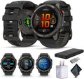 Garmin Fenix 8 Pro 2.008 in, tecnología inReach, pantalla AMOLED, reloj inteligente GPS multideportivo, zafiro, gris carbón DLC titanio con banda de silicona negro/gris guijarro gris rastreador de