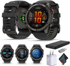 Garmin Fenix 8 Pro 2.008 in, tecnología inReach, pantalla AMOLED, reloj inteligente GPS multideportivo, zafiro, gris carbón DLC titanio con banda de silicona negro/gris guijarro gris rastreador de