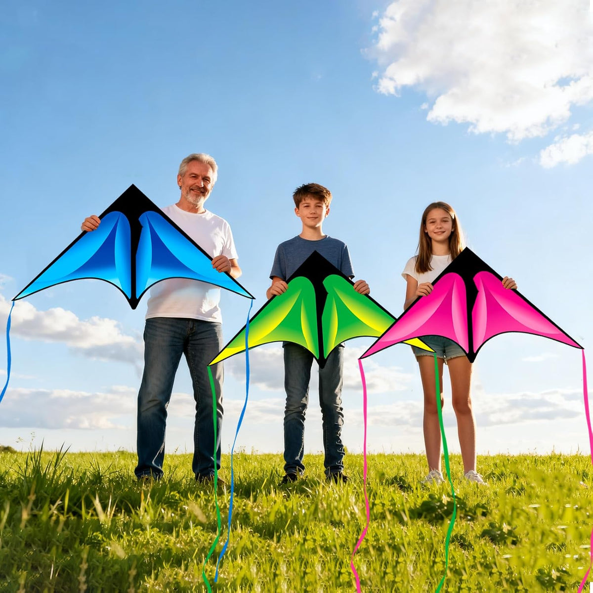 Delta Kite Set para niños y adultos, paquete de 3 cometas para adultos