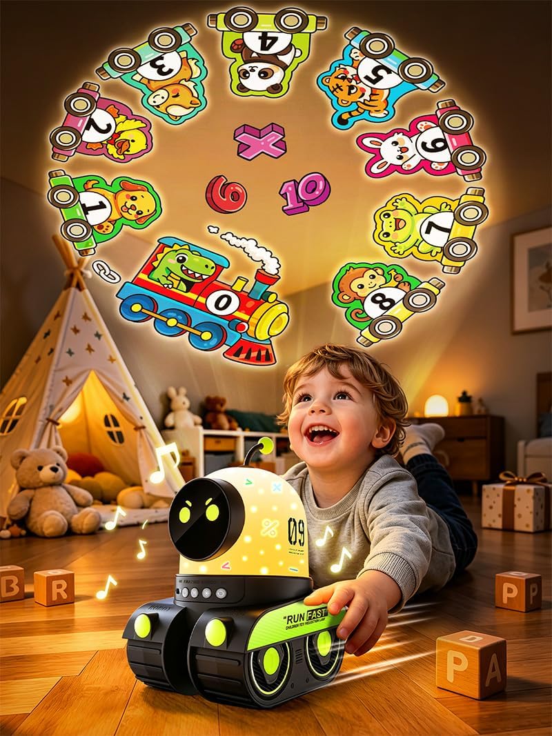 Montessori Toys para Boys 1-3 Year Old Gifts,19 Films Train Projector Light