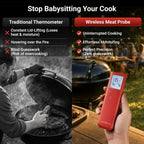 ThermoMaven - Termómetro inalámbrico inteligente para carne con Bluetooth, señal Sub-1G mejorada 10 veces y estabilidad, base de pantalla independiente, precisión certificada ±0.5°F, alcance WiFi
