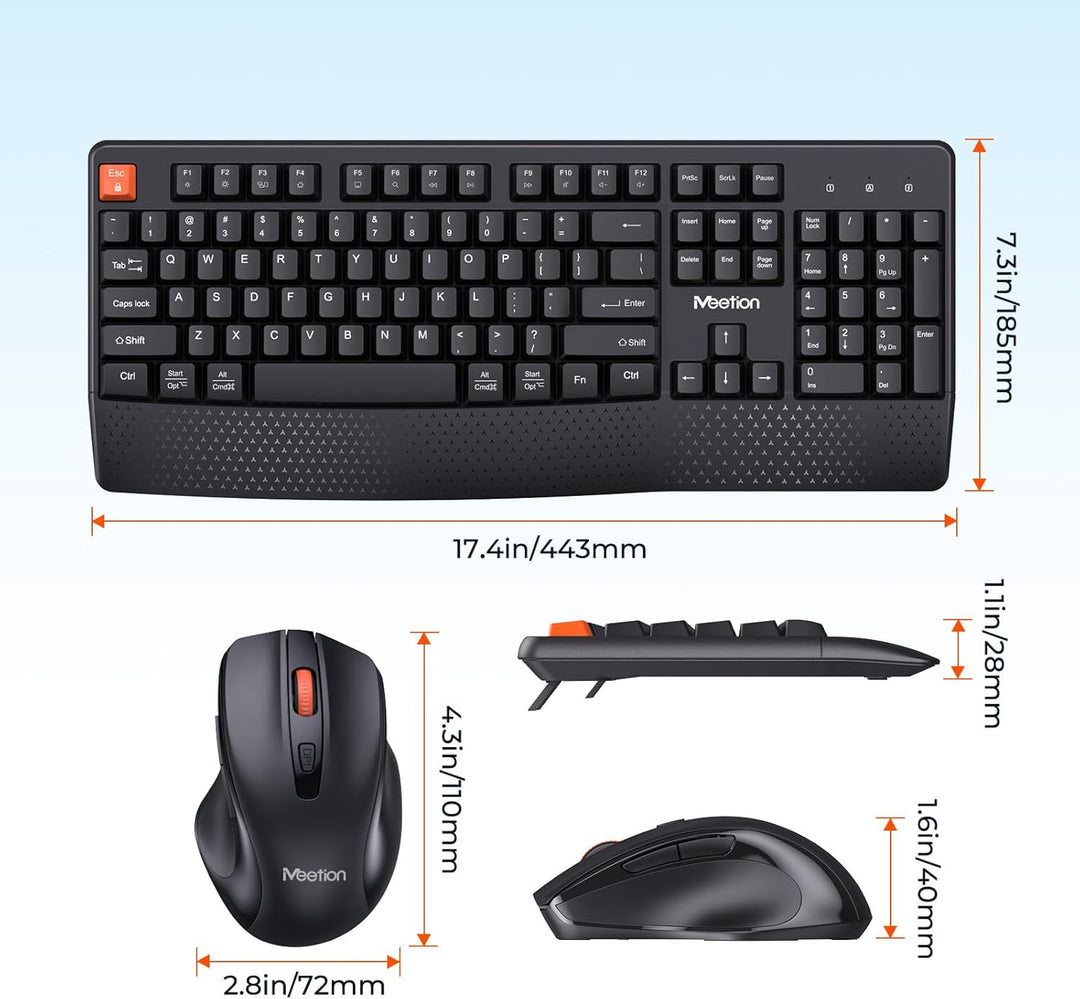 MEETION Nuevo teclado y ratón inalámbrico, combo de teclado y ratón...