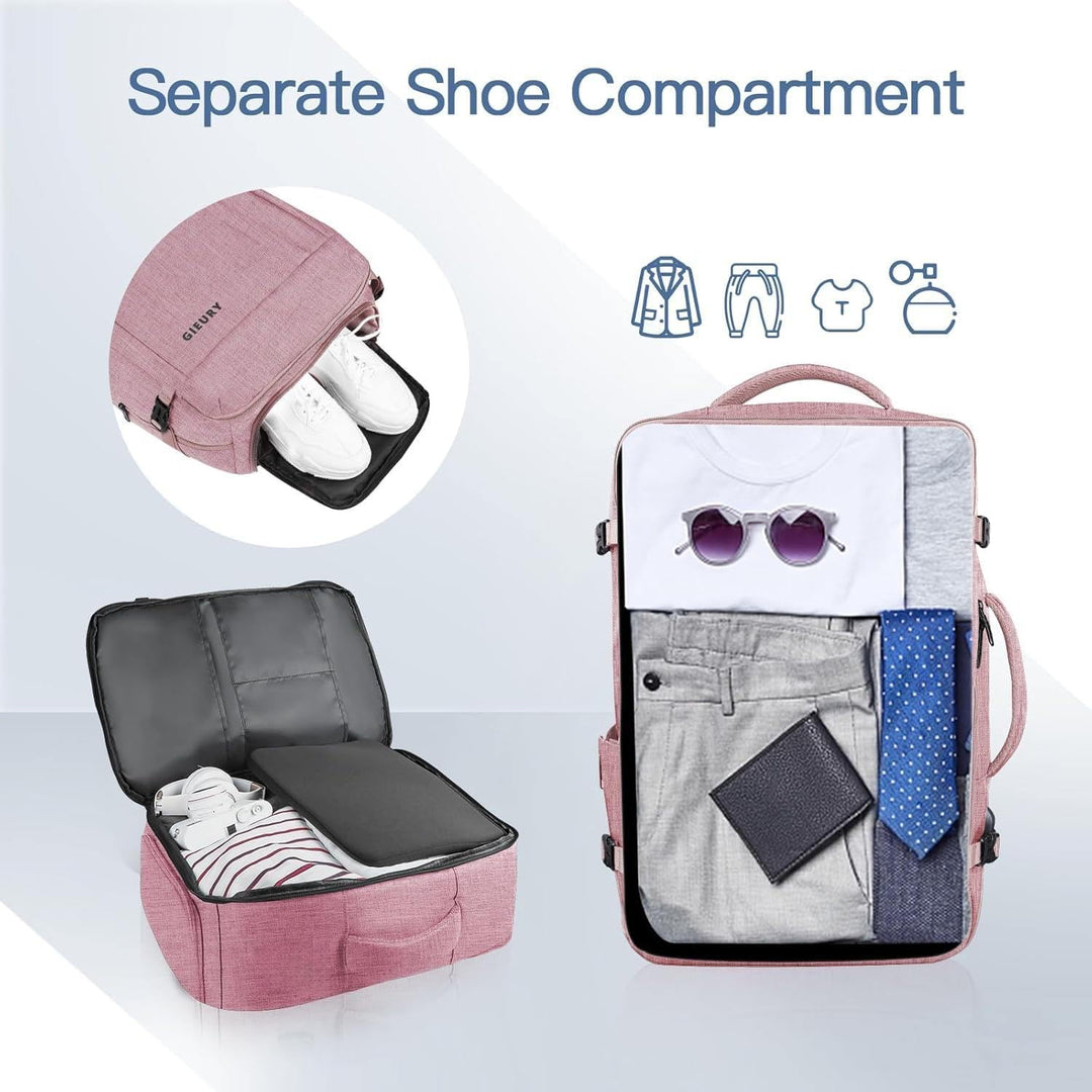 Gieury - Mochila de viaje de 50L para mujeres, aprobada para vuelos...