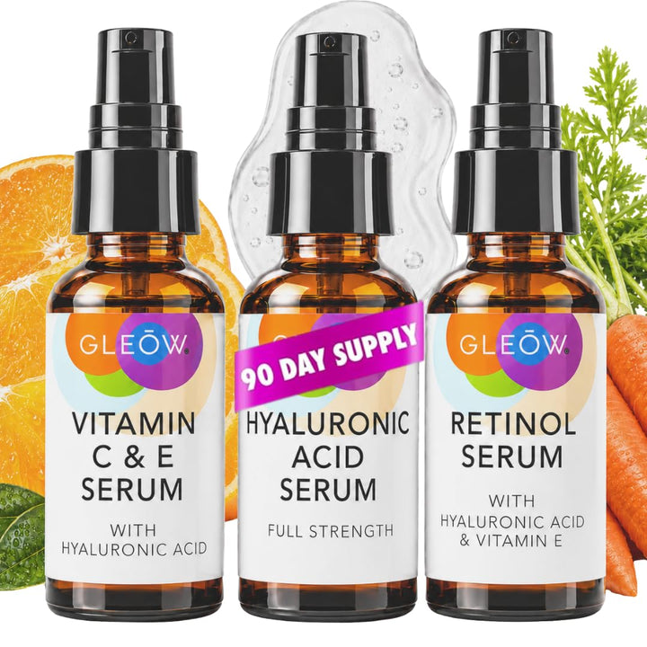 GLEOW - Set de cuidado de la piel: retinol, vitamina C y suero de á...