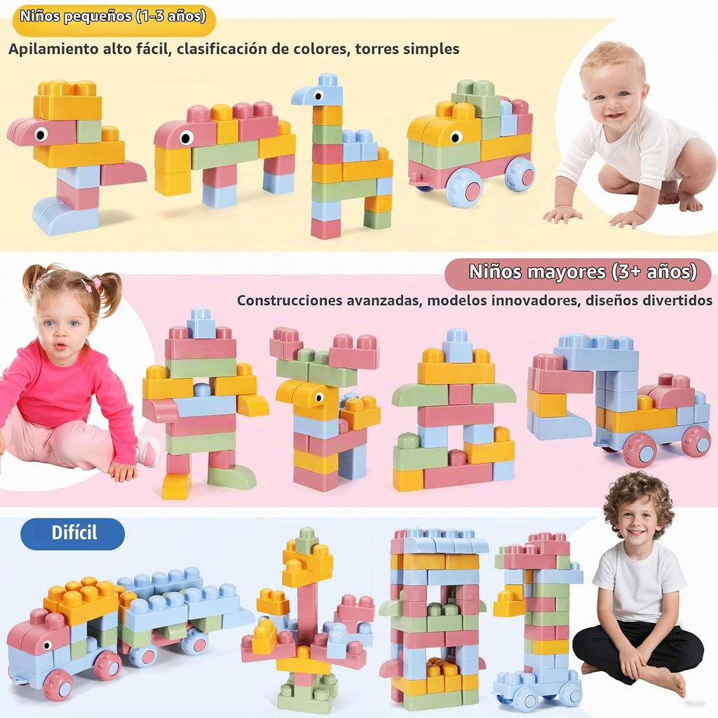 Mega bloques para niños pequeños de 1 a 3 bloques de construcción grandes y