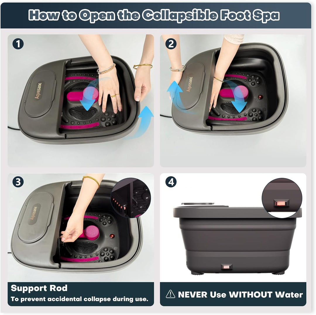 Aqvesane Masajeador de baño plegable para pies con calor, control r...