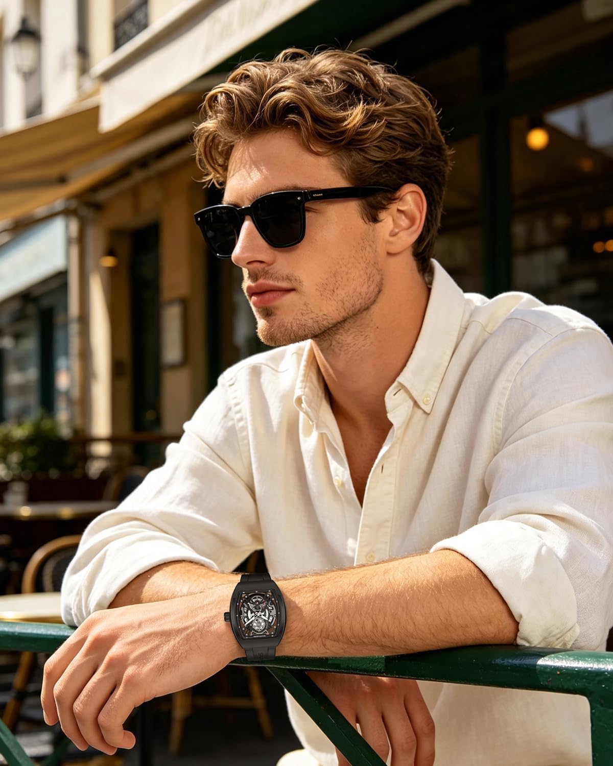 SAPPHERO Relojes de vestir para hombre, relojes de cuarzo analógicos de silicona para hombre