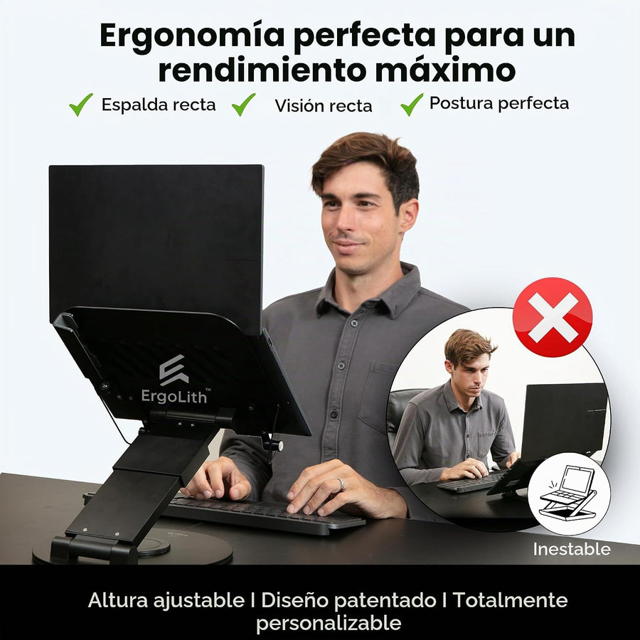 ErgoLith Soporte para computadora portátil 3 en 1 para escritorio,...