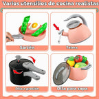 Juegos de comida de juguete para la cocina de los niños, accesorios de cocina de juego, 168 piezas