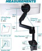 ULTRARM Brazo de monitor de servicio pesado para monitores ultraanchos de hasta 57" y 44 libras, soporte de escritorio individual, altura ajustable neumática, brazos de extensión modulares - VESA