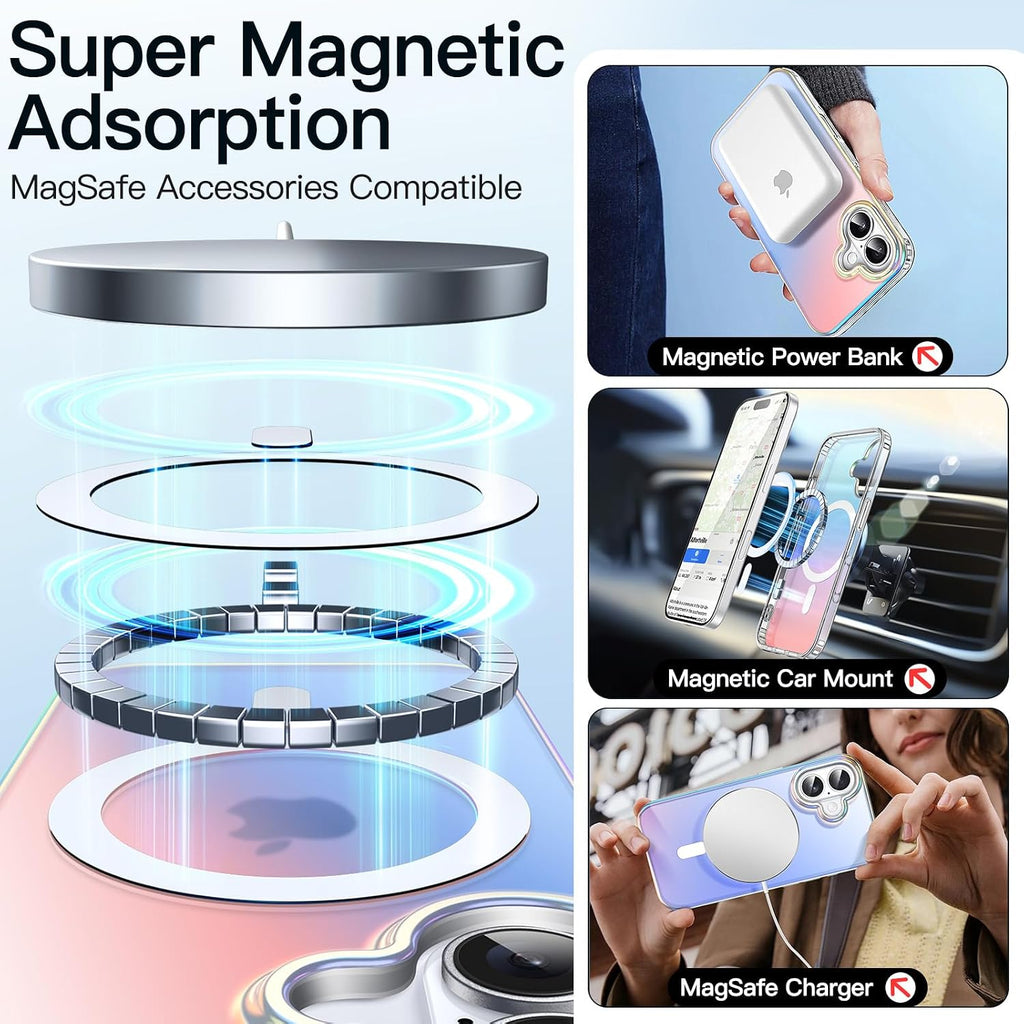 JETech Paquete de protector de lente de cámara y funda iridiscente para iPhone 17