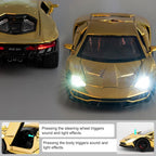 TGRCM-CZ 1/24 Lamborghini 770 Model Car, coche de juguete con sonido y luz con función de retroceso, modelo de aleación coleccionable, regalo para niños dorado