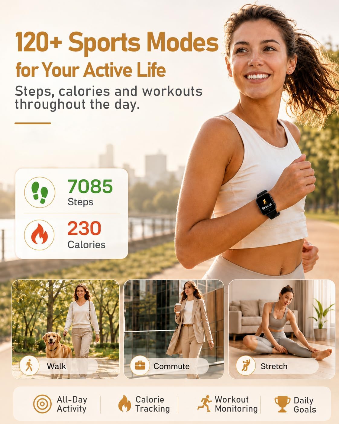 MorePro Reloj inteligente con monitor de ritmo cardíaco 24/7