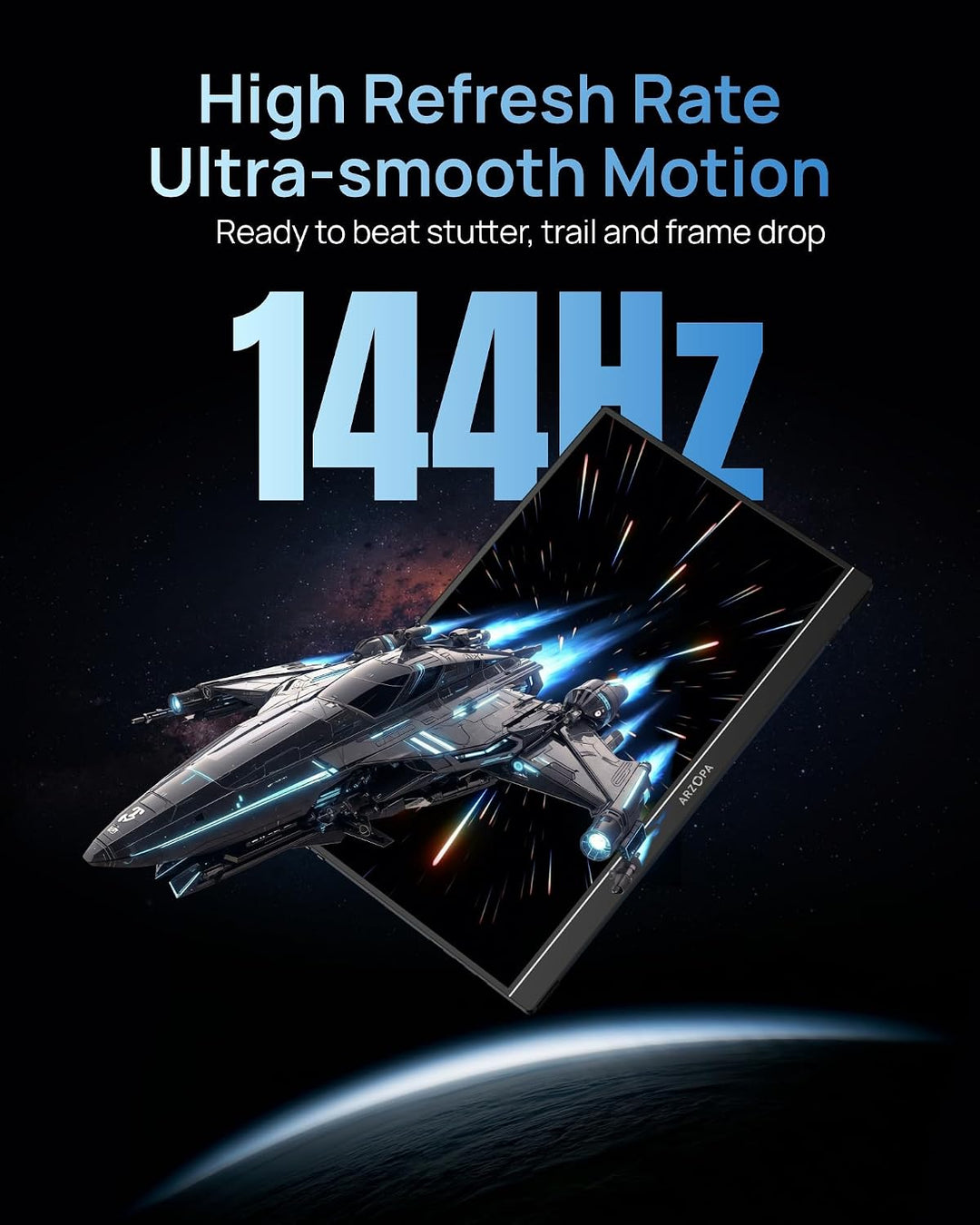 ARZOPA Monitor portátil para juegos de 16.1 pulgadas y 144 Hz, 106%...