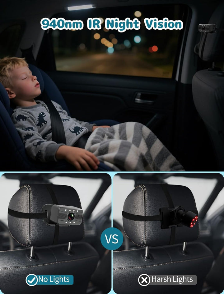 Cámara de coche para bebé pantalla dividida de 7 pulgadas