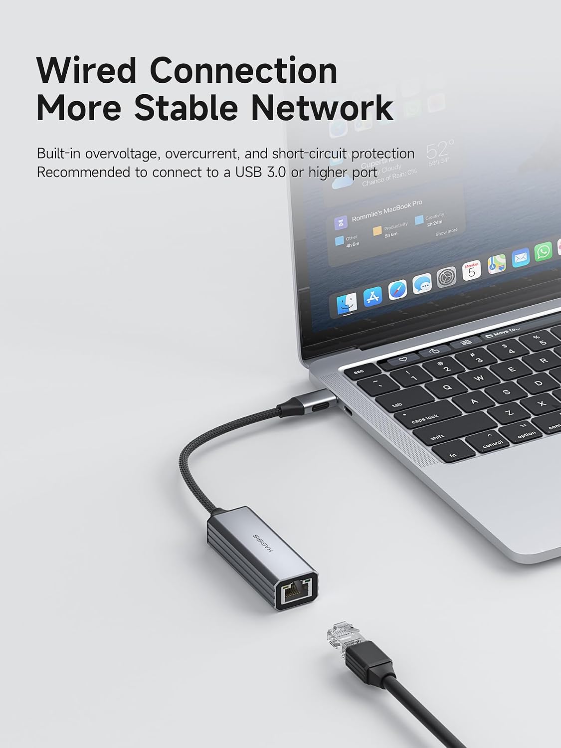 Hagibis Adaptador USB C a Ethernet, USB a red Gigabit RJ45 con PD de 100W