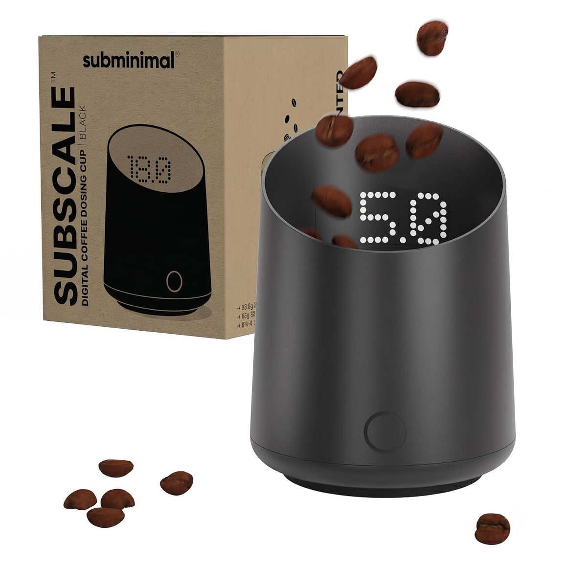 Subminimal Taza dosificadora digital SubScale con pantalla LED, color negro