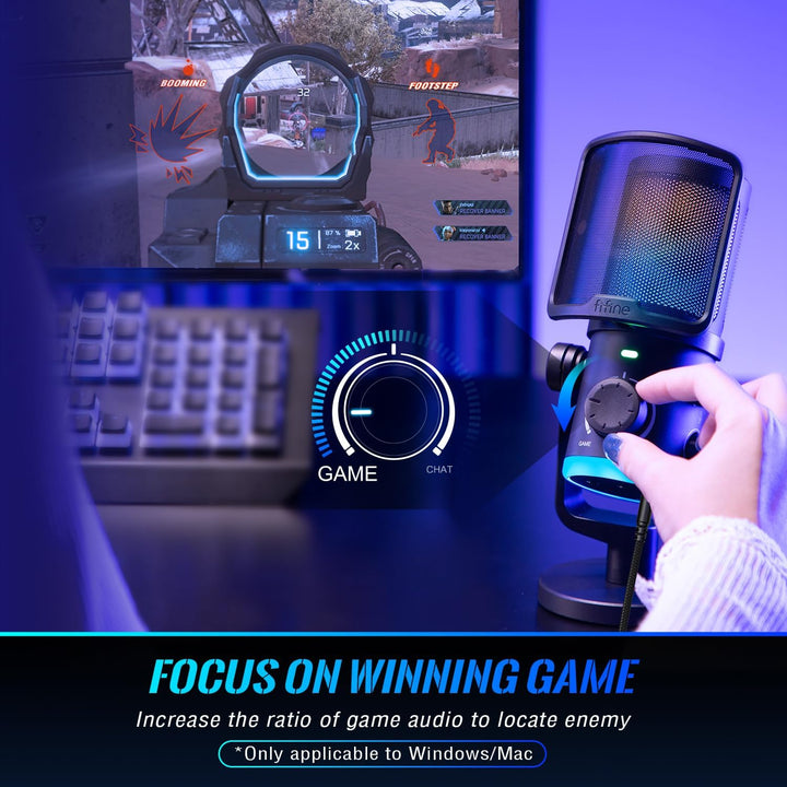 Micrófono de juego FIFINE para PC, micrófono USB para transmisión c...