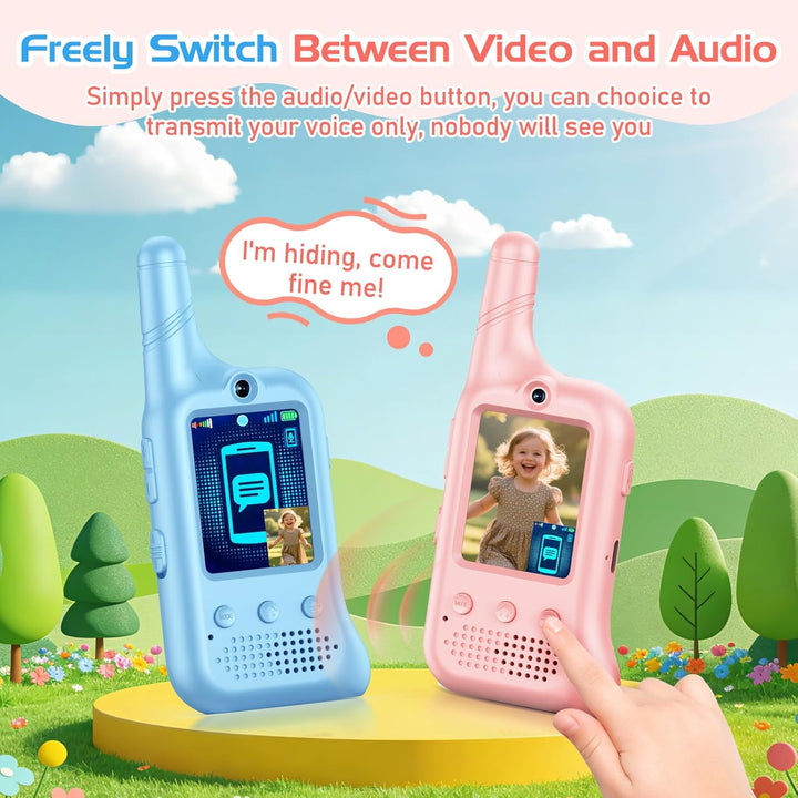 Paquete de 2 walkie talkies de video para niños, Walkie Talkies rec...
