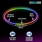 UltraHoop Shuffle LED Hoop – Aro LED inteligente con cambio de color automático y más de 100 patrones de luz – Recargable, plegable, juguetes de flujo que brillan en la oscuridad para