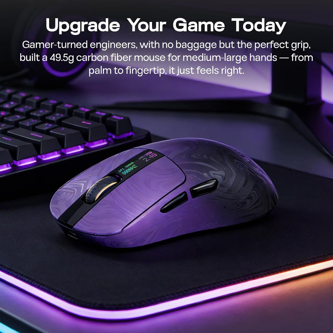 EPOMAKER Carbonis - Mouse inalámbrico para juegos con pantalla digi...