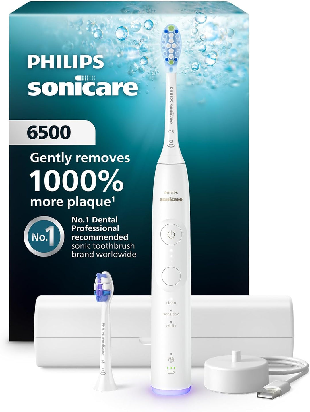 Philips Sonicare Cepillo de dientes eléctrico serie 6500, tecnologí...