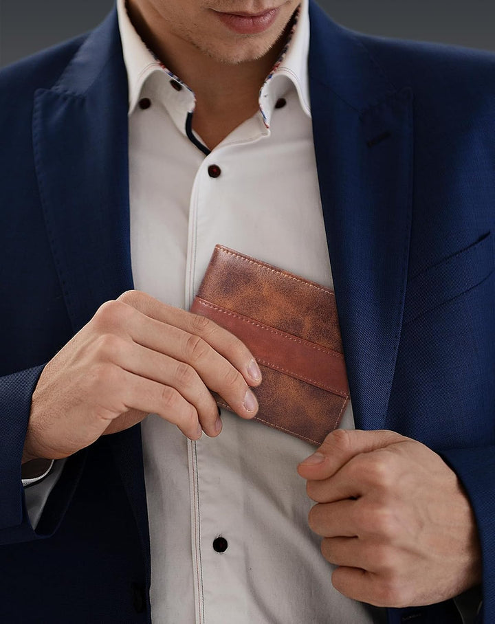 Swallowmall Cartera RFID de cuero genuino para hombre, billetera pl...