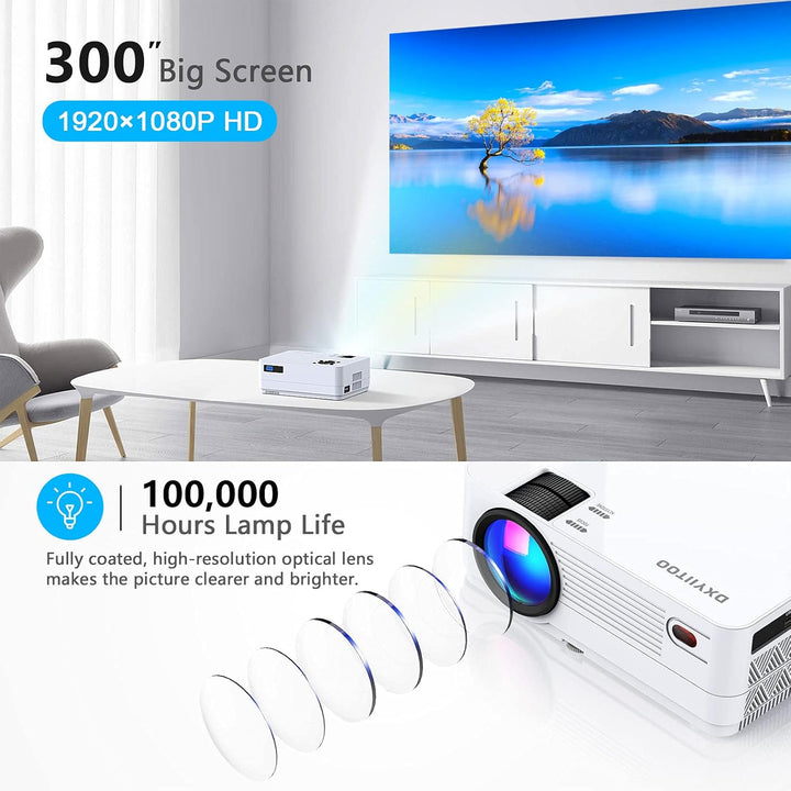Proyector Native 1080P con WiFi y Bluetooth bidireccional, proyecto...