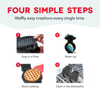 Dash MultiMaker Mini Maker - Máquina compacta para hacer gofres para desayunos familiares - Placas de plancha extraíbles y superficie antiadherente - 6 platos y estuche de almacenamiento - Aqua