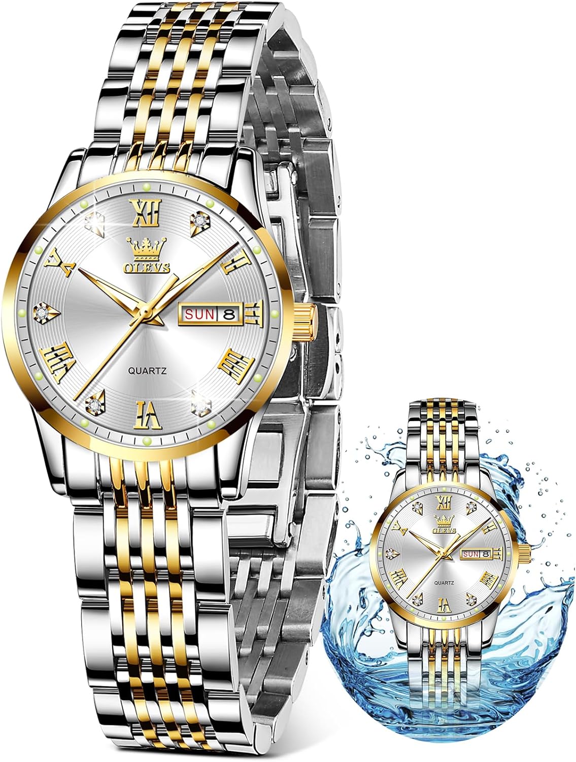 OLEVS Reloj de Lujo para Mujeres, Modo Pequeño de Muñeca, Acero Inoxidable, Reloj para Damas, Calendario
