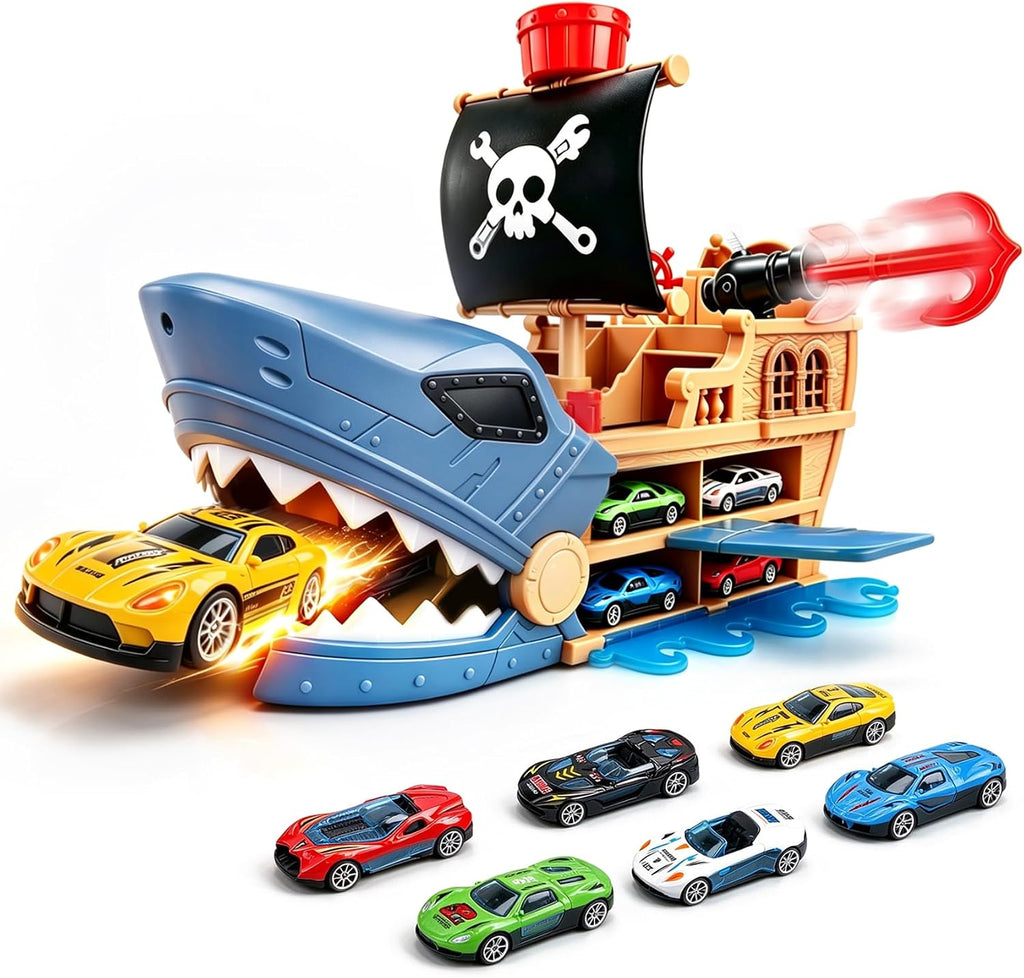 Juguete de barco pirata con 10 coches de metal, juguetes piratas