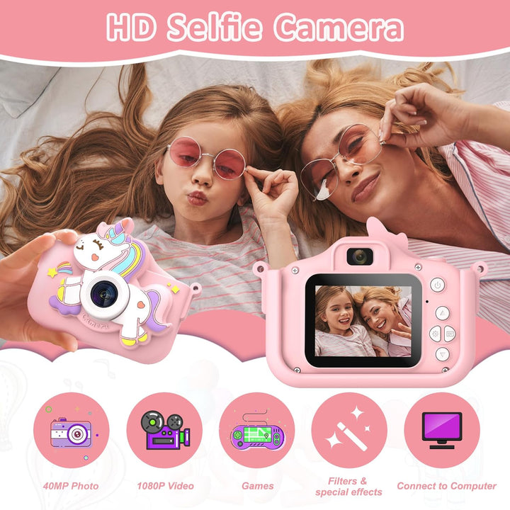 Cámara infantil para niñas, cámara HD selfie para niños pequeños, j...