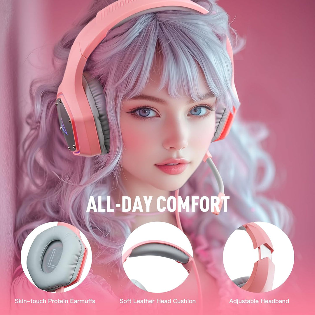 EKSA E1000 V2 Gaming Headset, PC Headset with USB C Plug, Wired Hea...