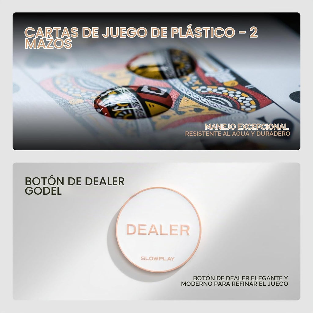 SLOWPLAY Godel Clay Poker Set, fichas de póquer de 0.49 oz y 1.575 in para