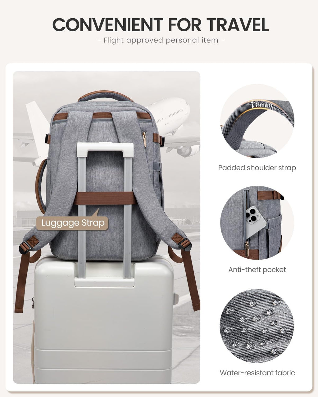 LOVEVOOK Mochila de viaje de 40 L para mujeres y hombres, mochila g...