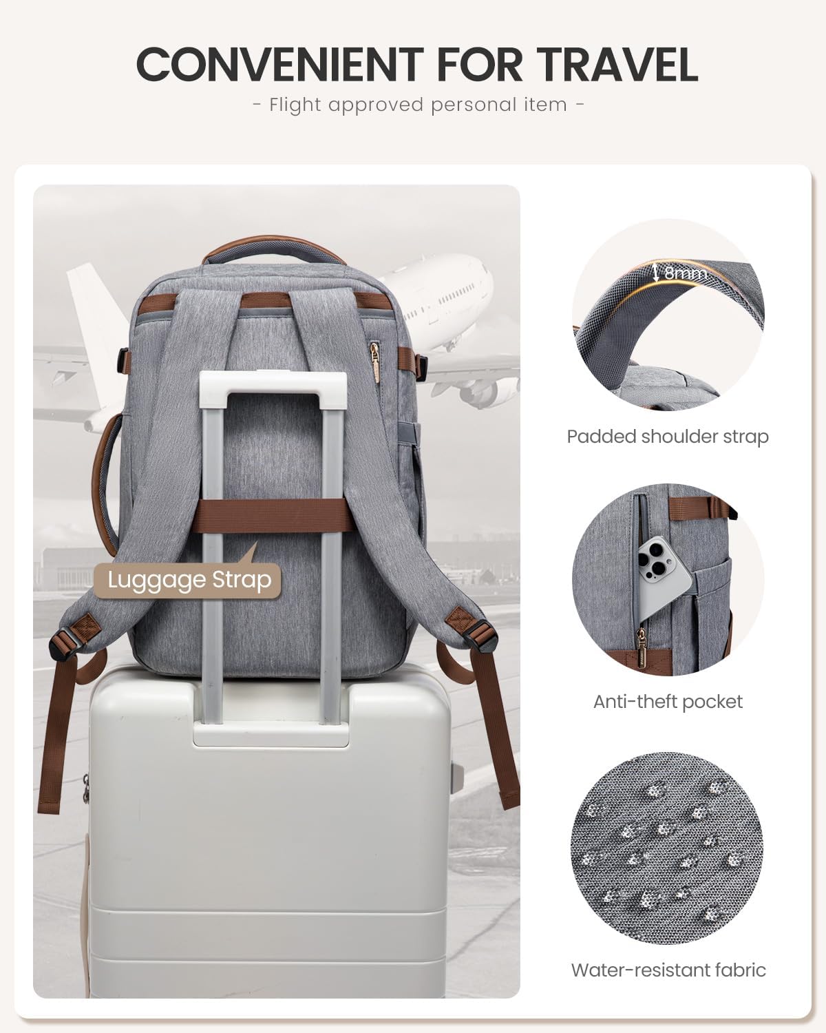 LOVEVOOK Mochila de viaje de 40 L para mujeres y hombres, mochila g...