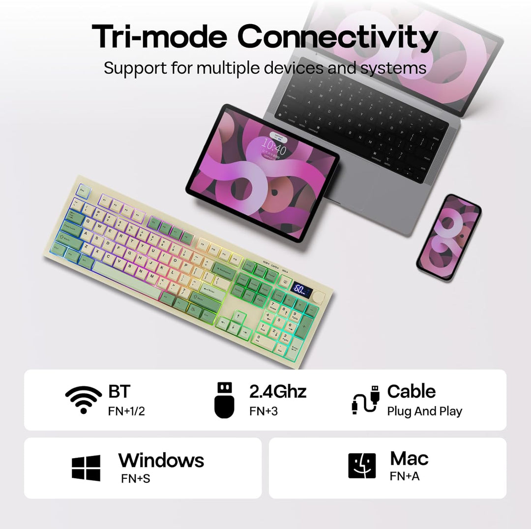 EPOMAKER Aula S102 PRO Membrane Gaming Keyboard with TFT Screen, Vo...