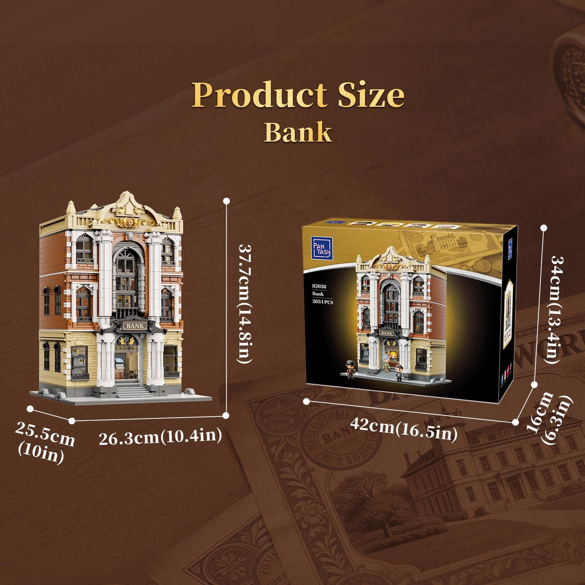 PANTASY Juego de construcción de banco de la ciudad, modelo de bloques