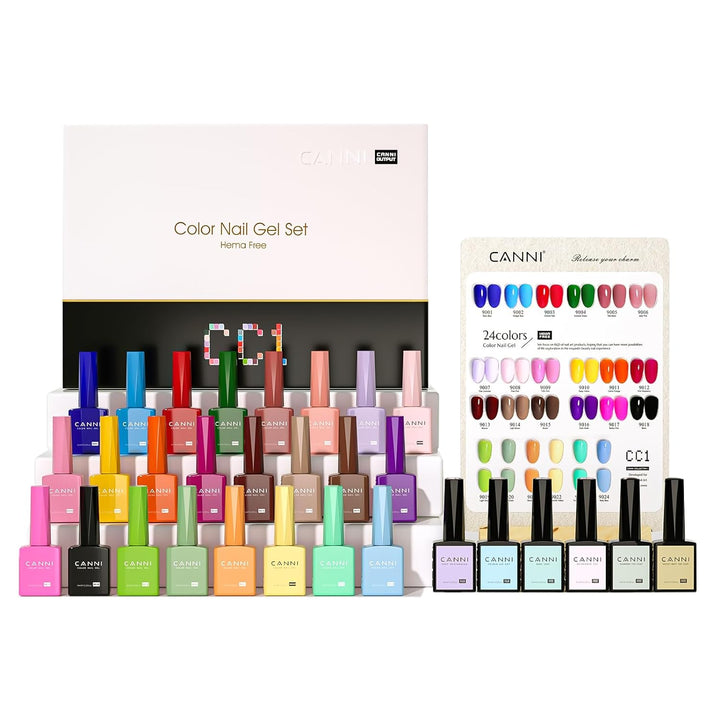 CANNI CC1 - Juego de 30 unidades de esmalte de uñas en gel sin hema...