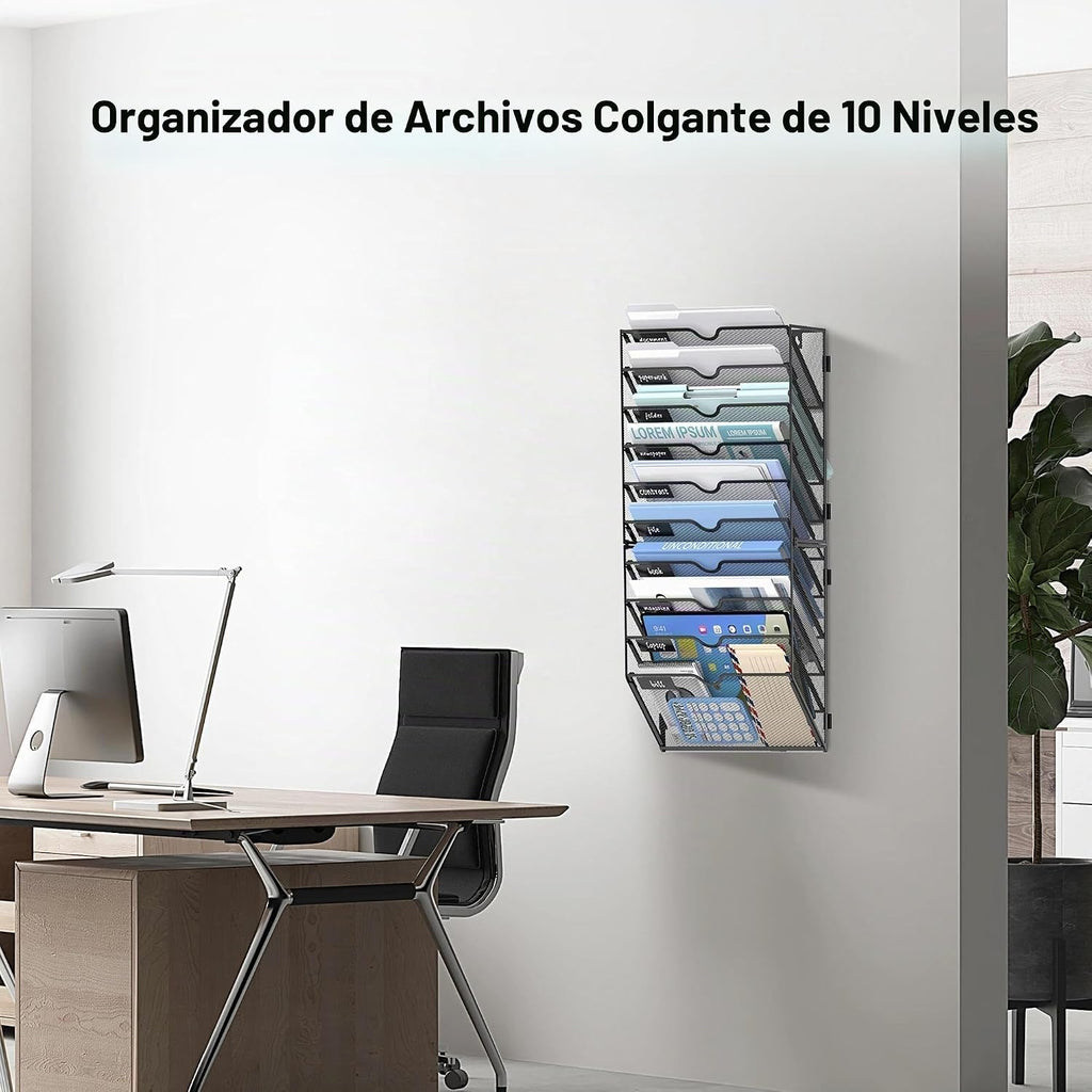 Organizador de archivos de pared de 10 niveles, soporte de correo