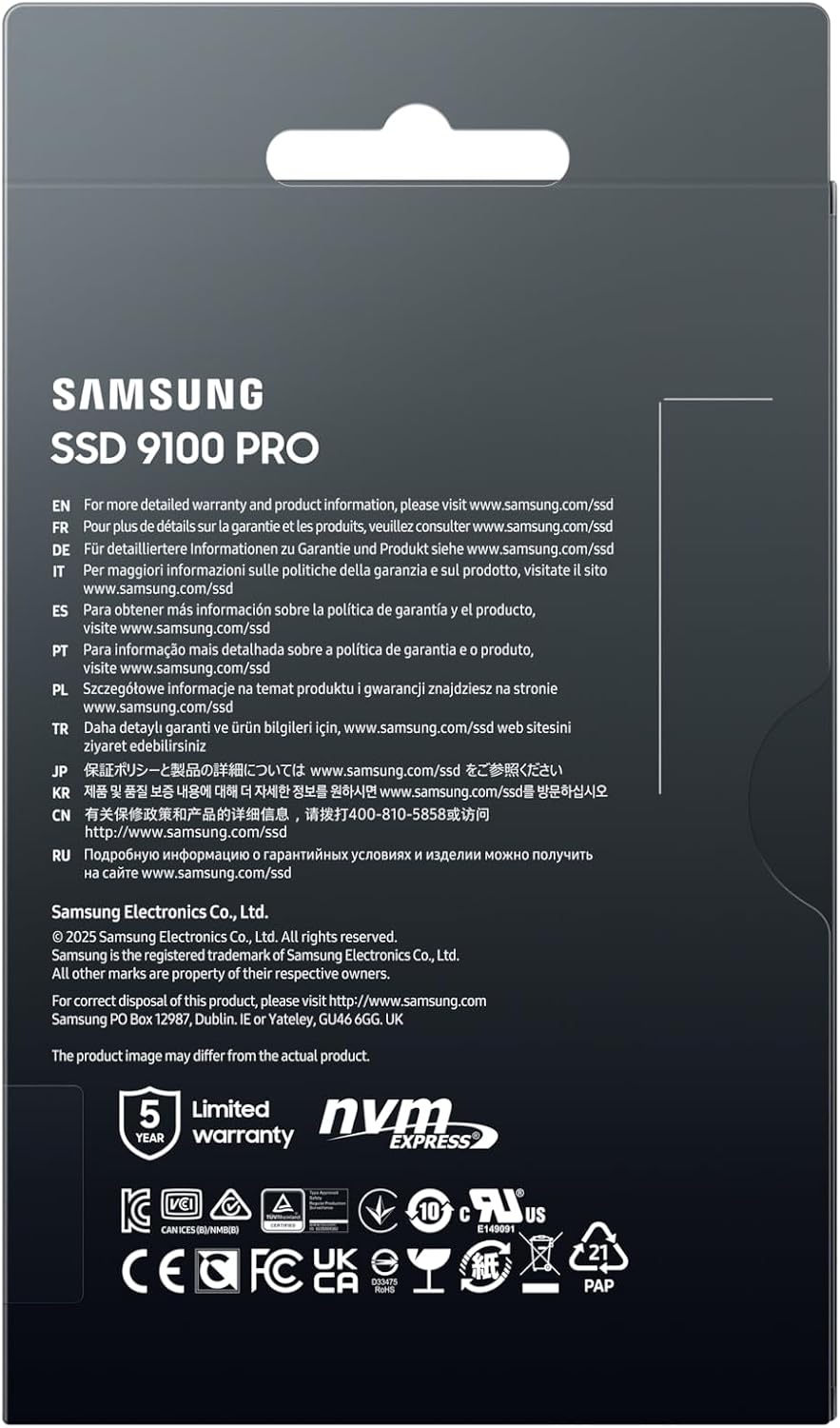 Samsung SSD 9100 PRO 1TB, PCIe 5.0x4 M.2 2280, velocidades de lectu...