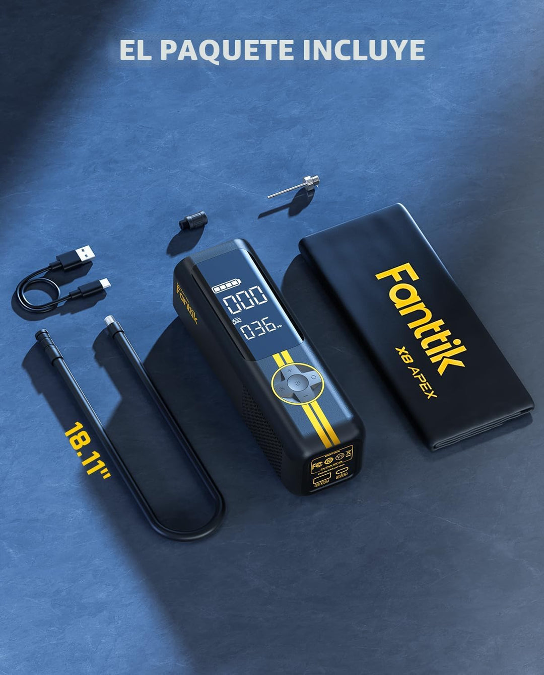 Fanttik Compresor de aire portátil X8 APEX, inflado rápido de 1 min...