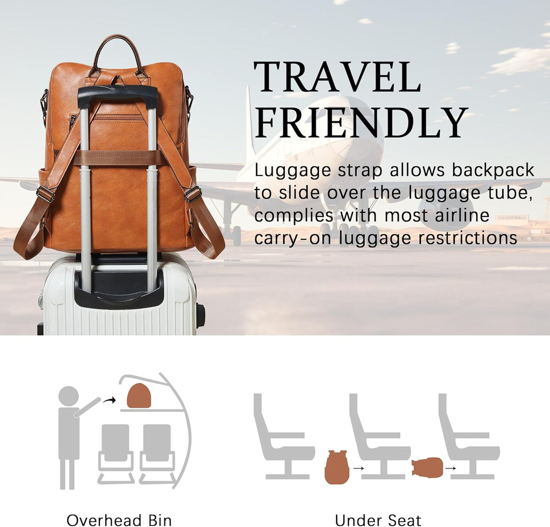 Shrrie - Mochila de cuero vegano para laptop para mujer de 14 pulga...