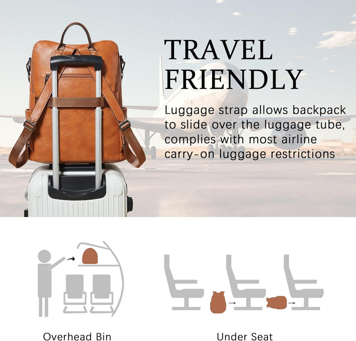 Shrrie - Mochila de cuero vegano para laptop para mujer de 14 pulga...